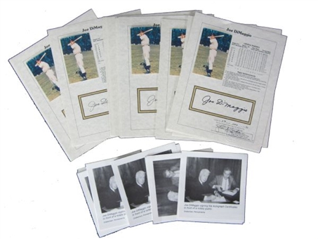 Lot of (25) Joe DiMaggio Signed and Notarized Stat Sheet With Photo